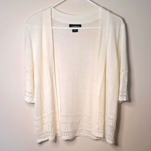 Liz Claiborne Off White Lace Trim Cardigan